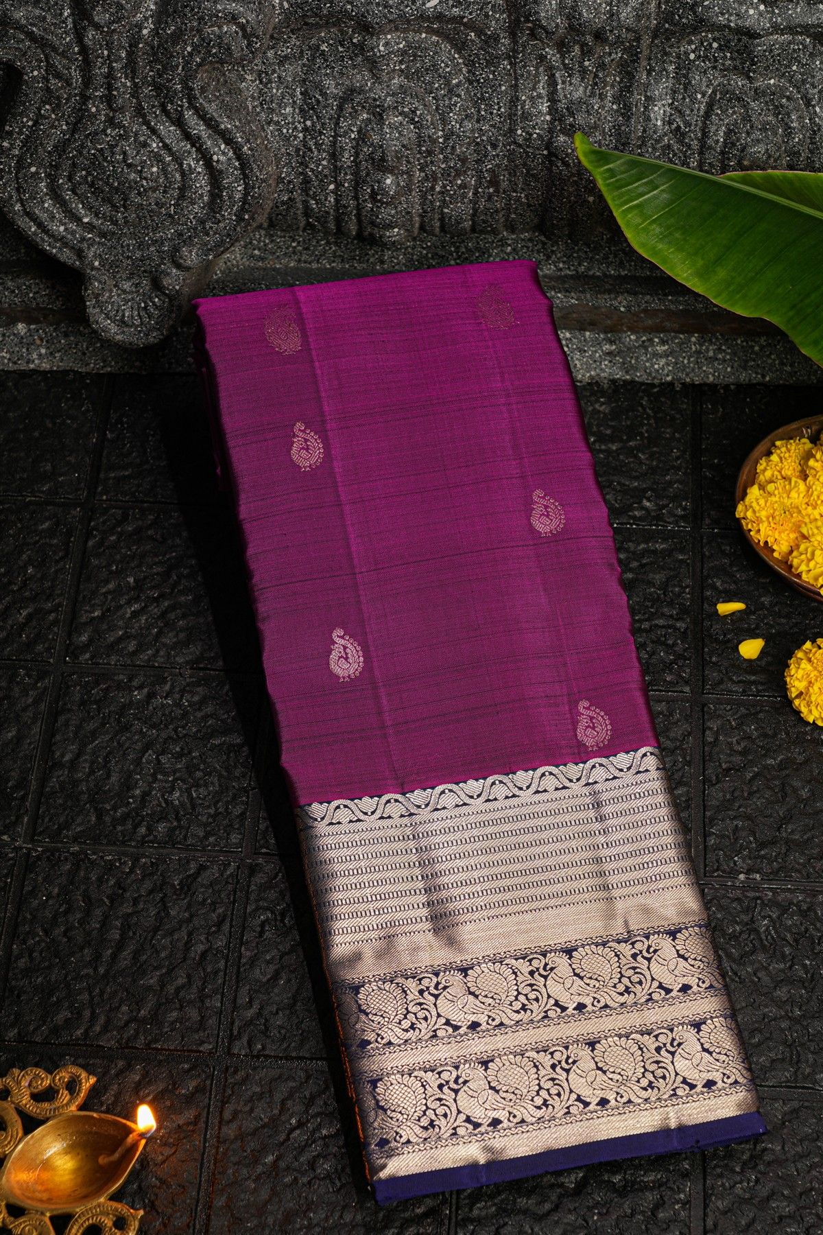 Kancheepuram Silk Wine Saree