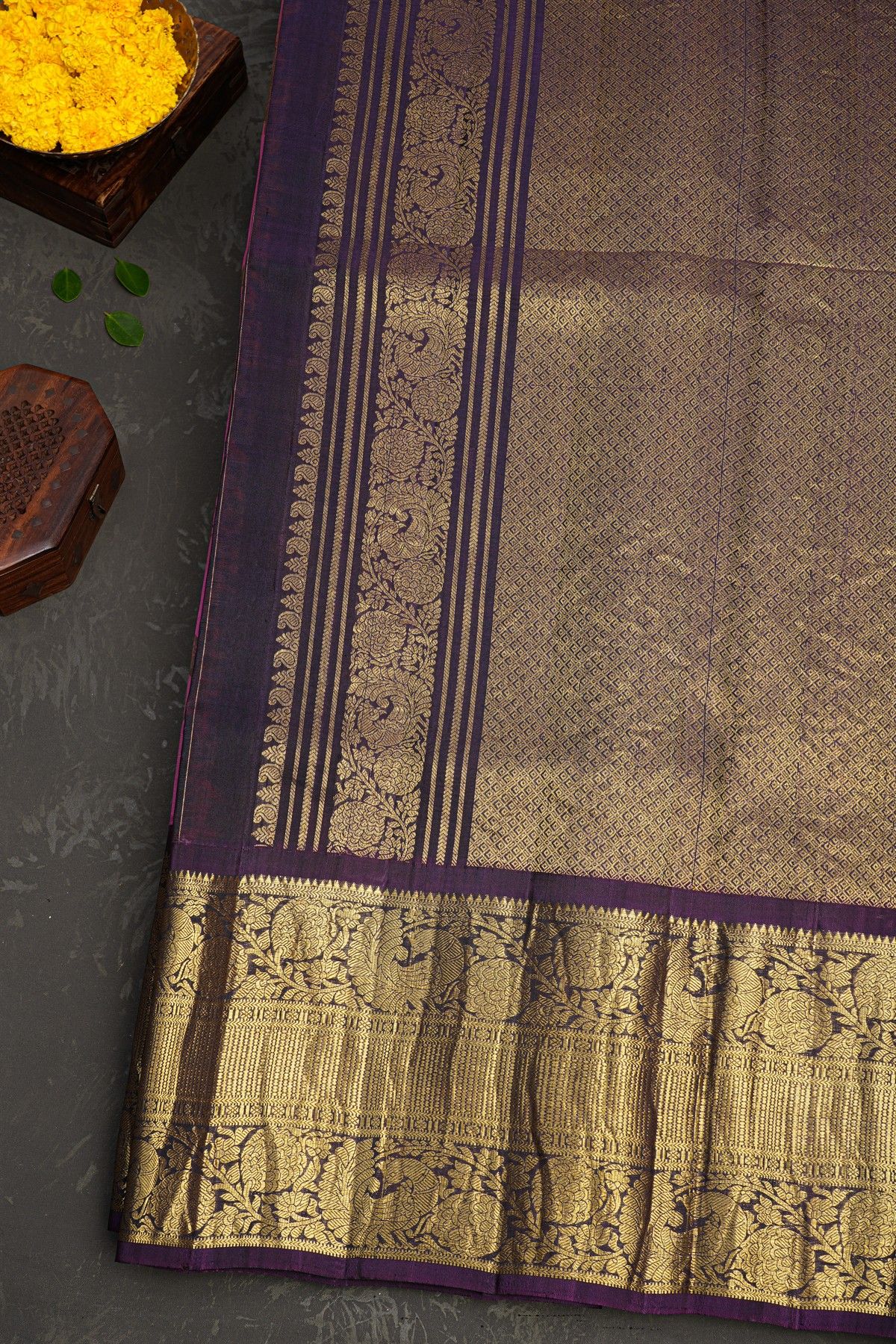 Kancheepuram Eco Print Silk Pink Saree