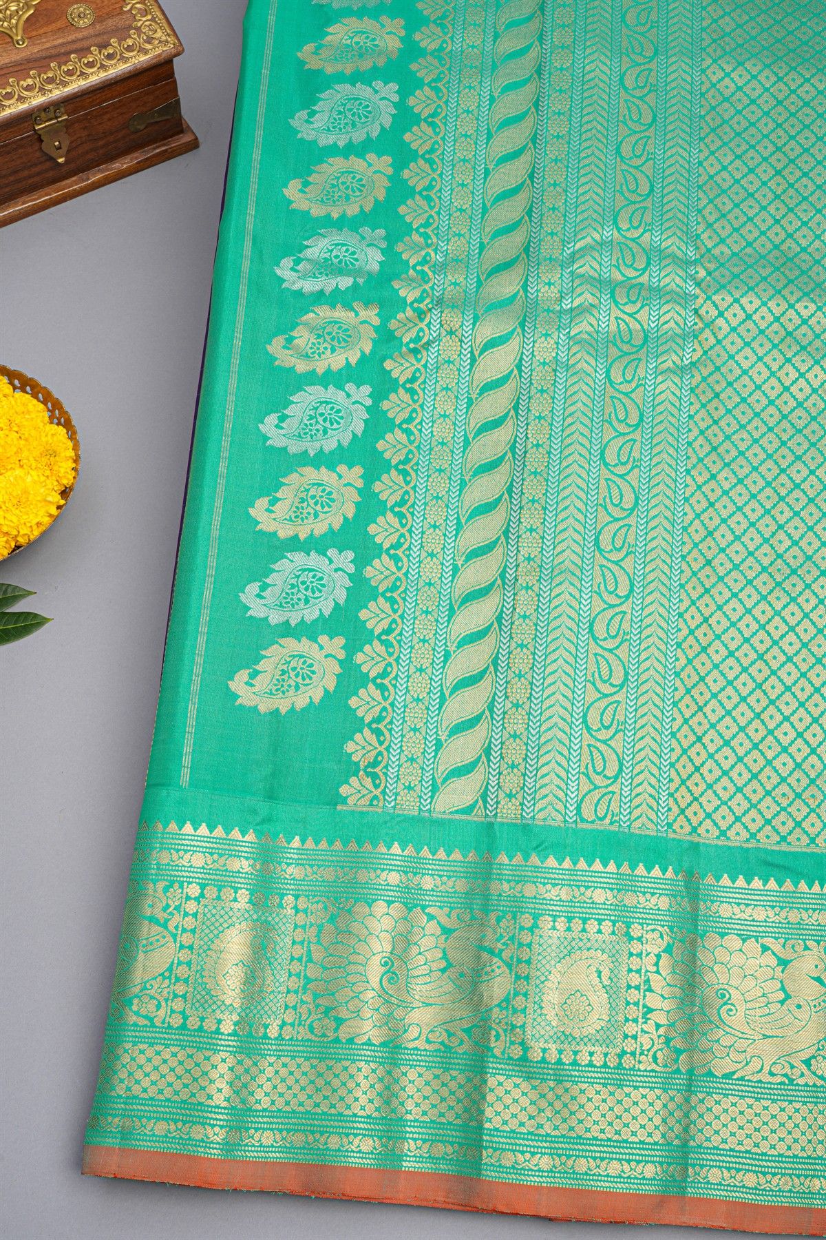 Gadwal Silk Navy Blue Saree