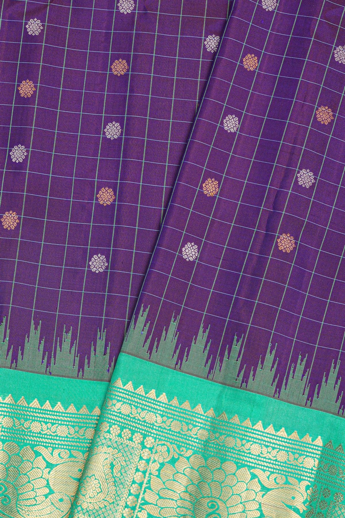 Gadwal Silk Navy Blue Saree