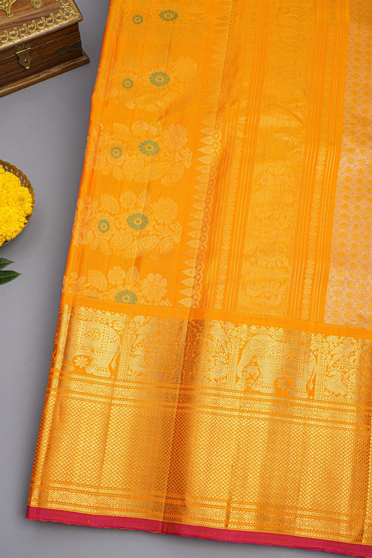 Gadwal Silk Off White Saree