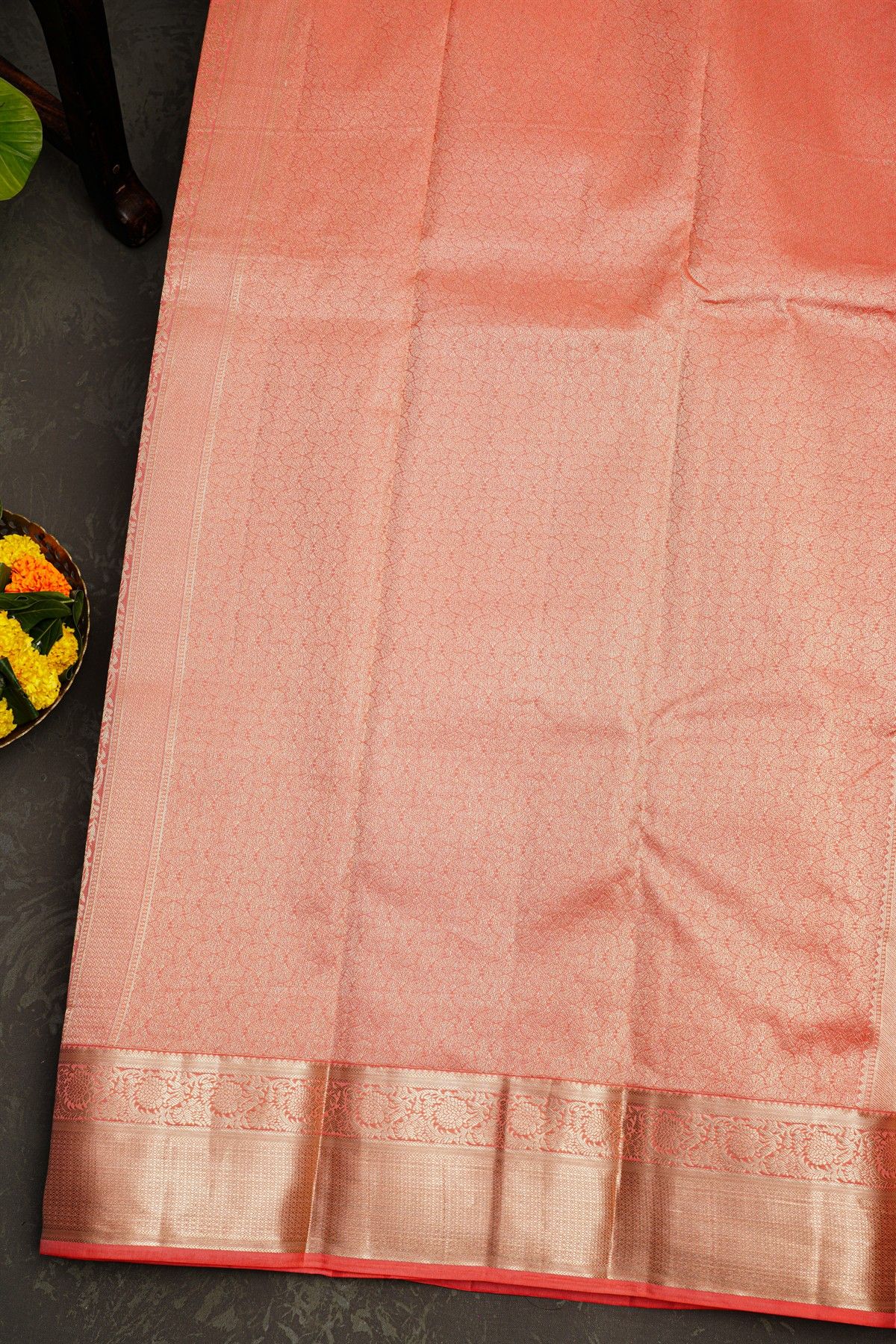 Kancheepuram Silk Peach Saree