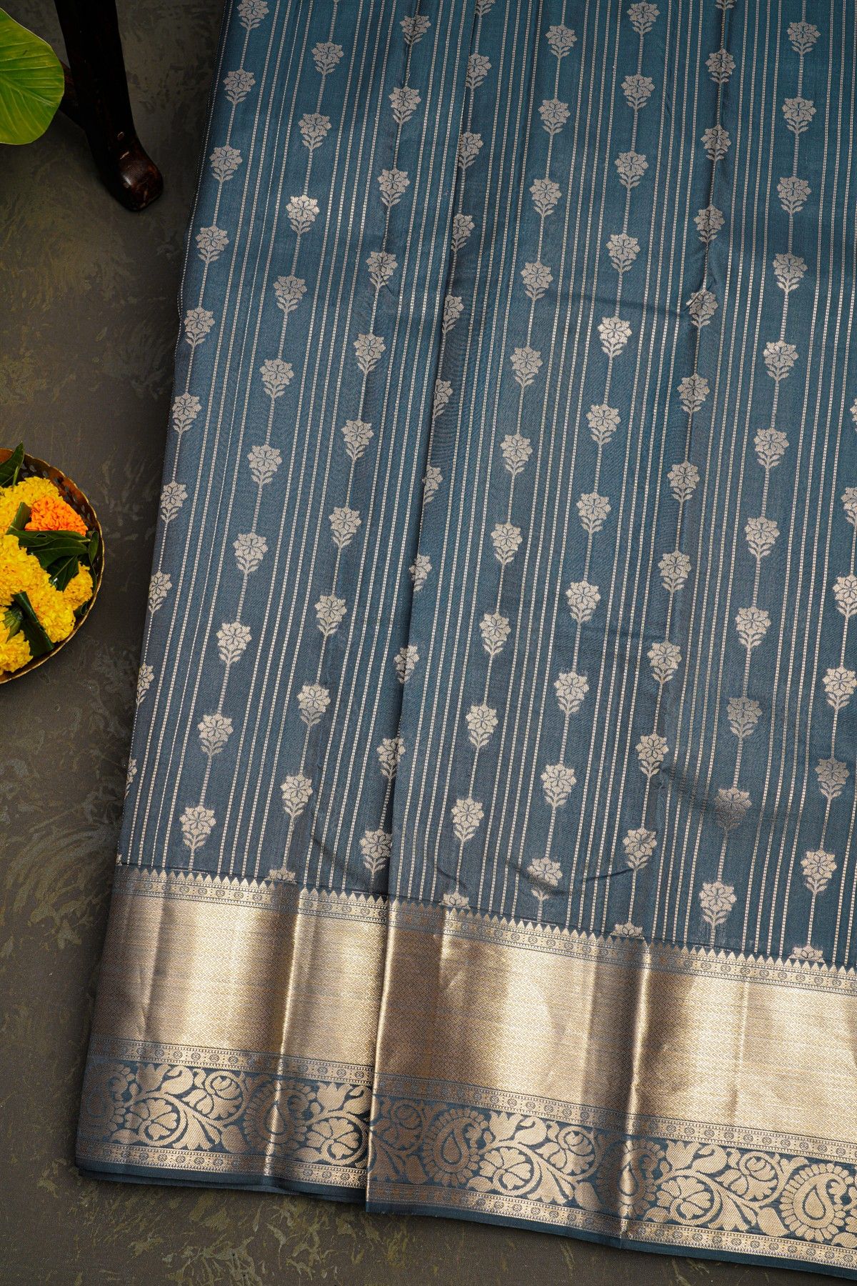 Kancheepuram Silk Dark Grey Saree