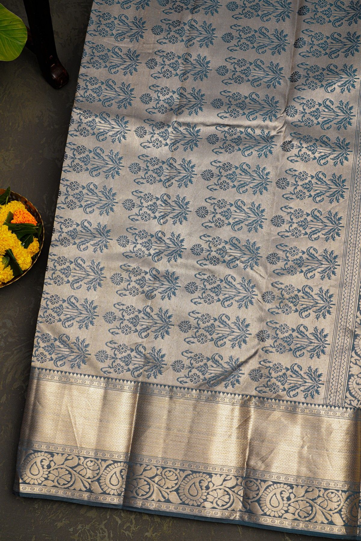 Kancheepuram Silk Dark Grey Saree