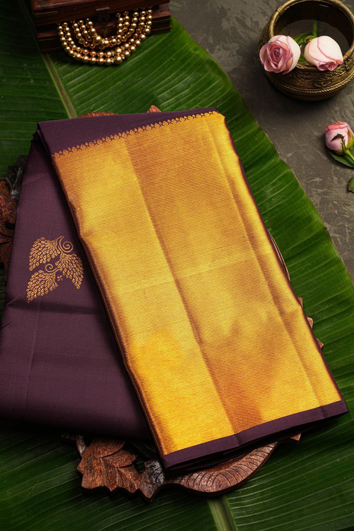 Kancheepuram Silk Wine Saree