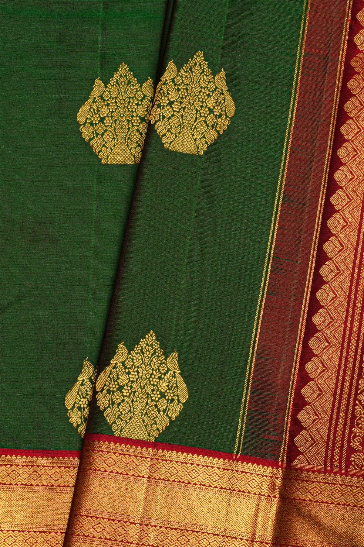 Kancheepuram Silk Bottle Green Saree