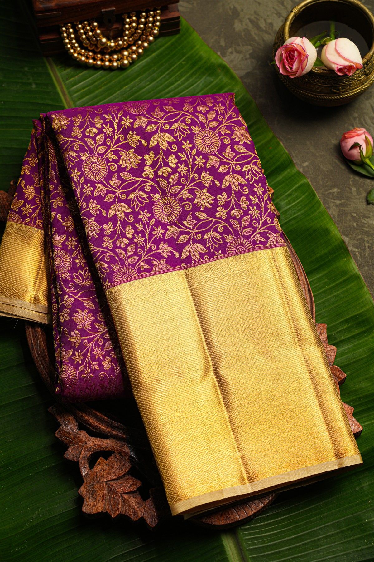 Kancheepuram Silk Violet Saree