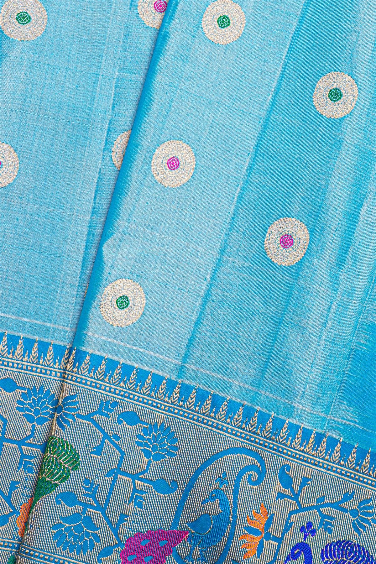Gadwal Silk Sky Blue Saree