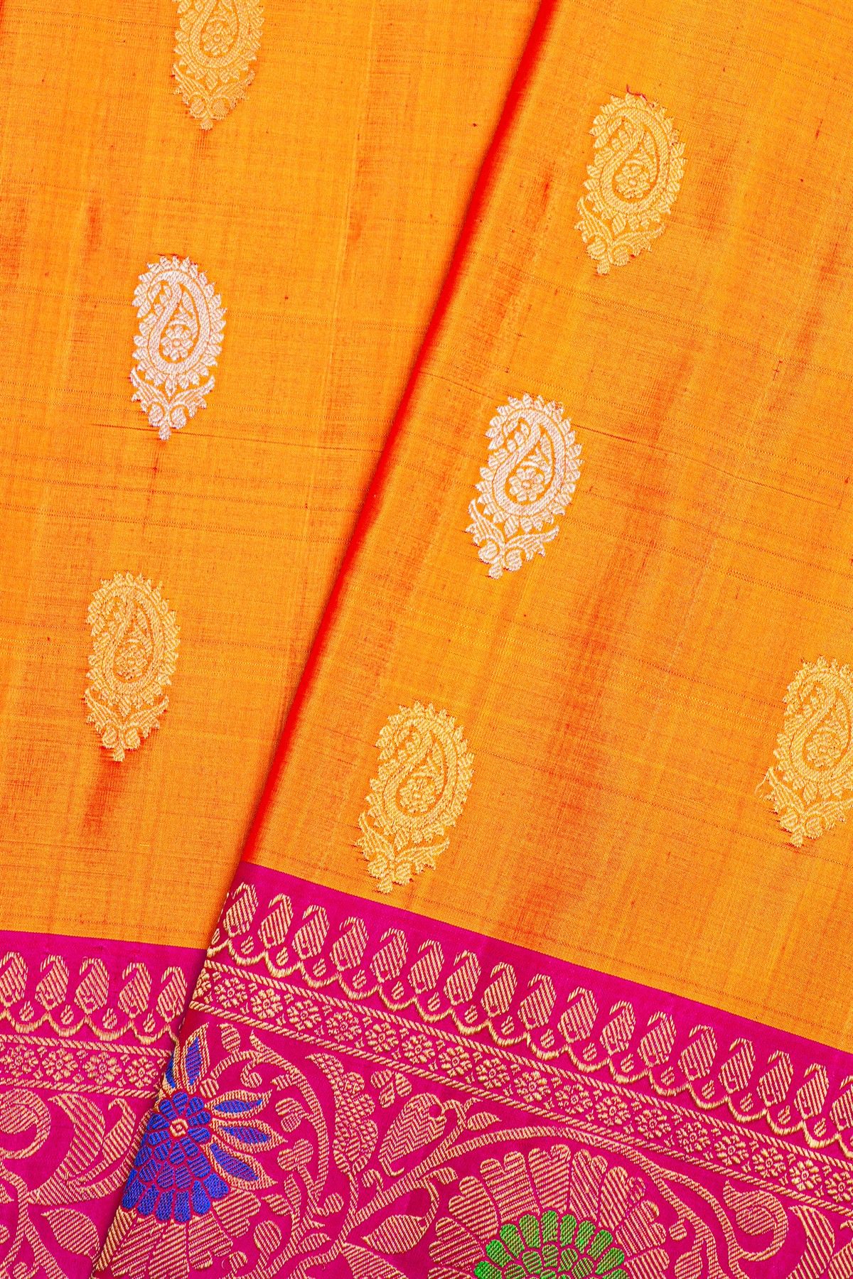 Gadwal Silk Orange Saree