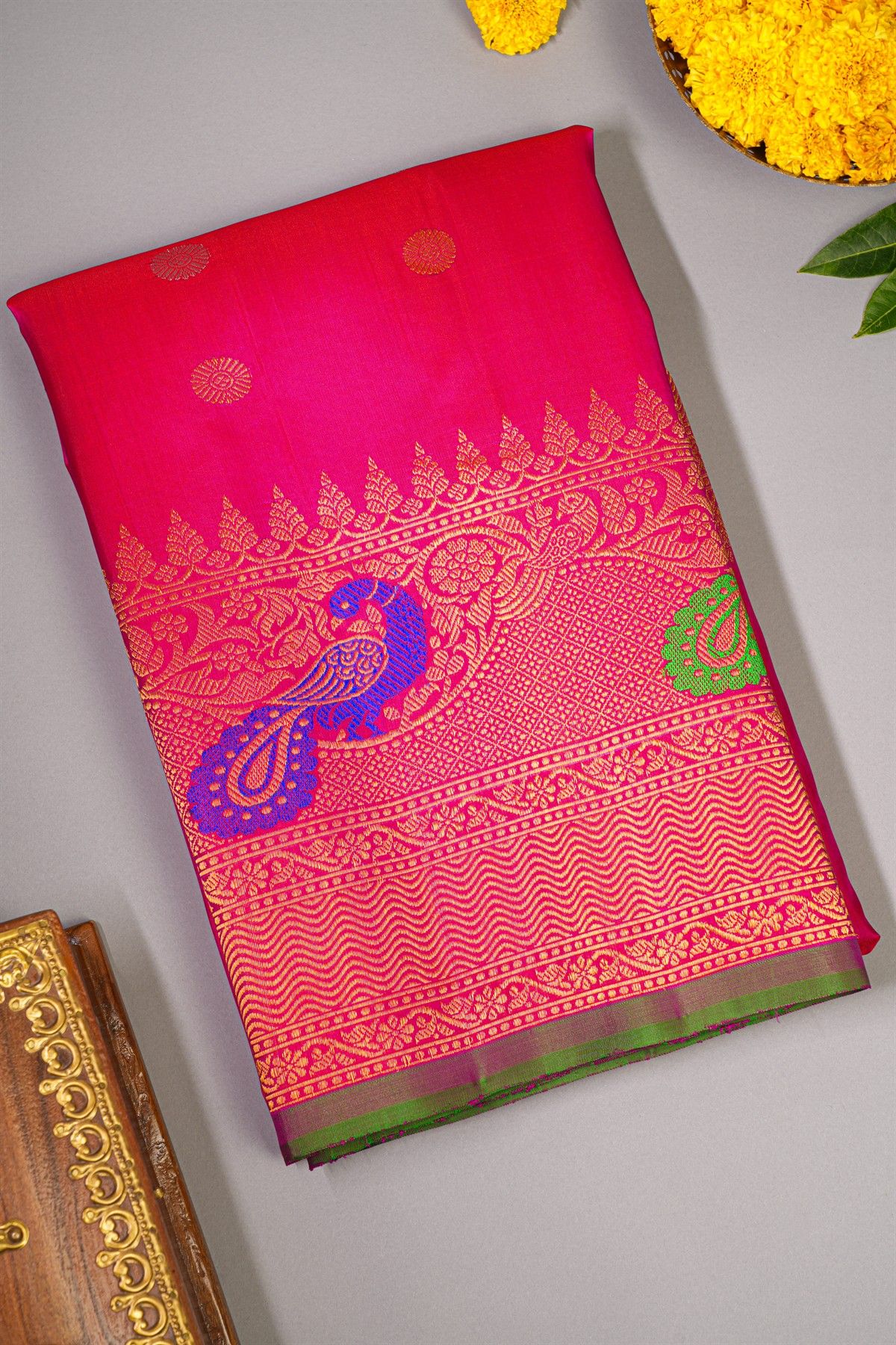 Gadwal Silk Rani Pink Saree