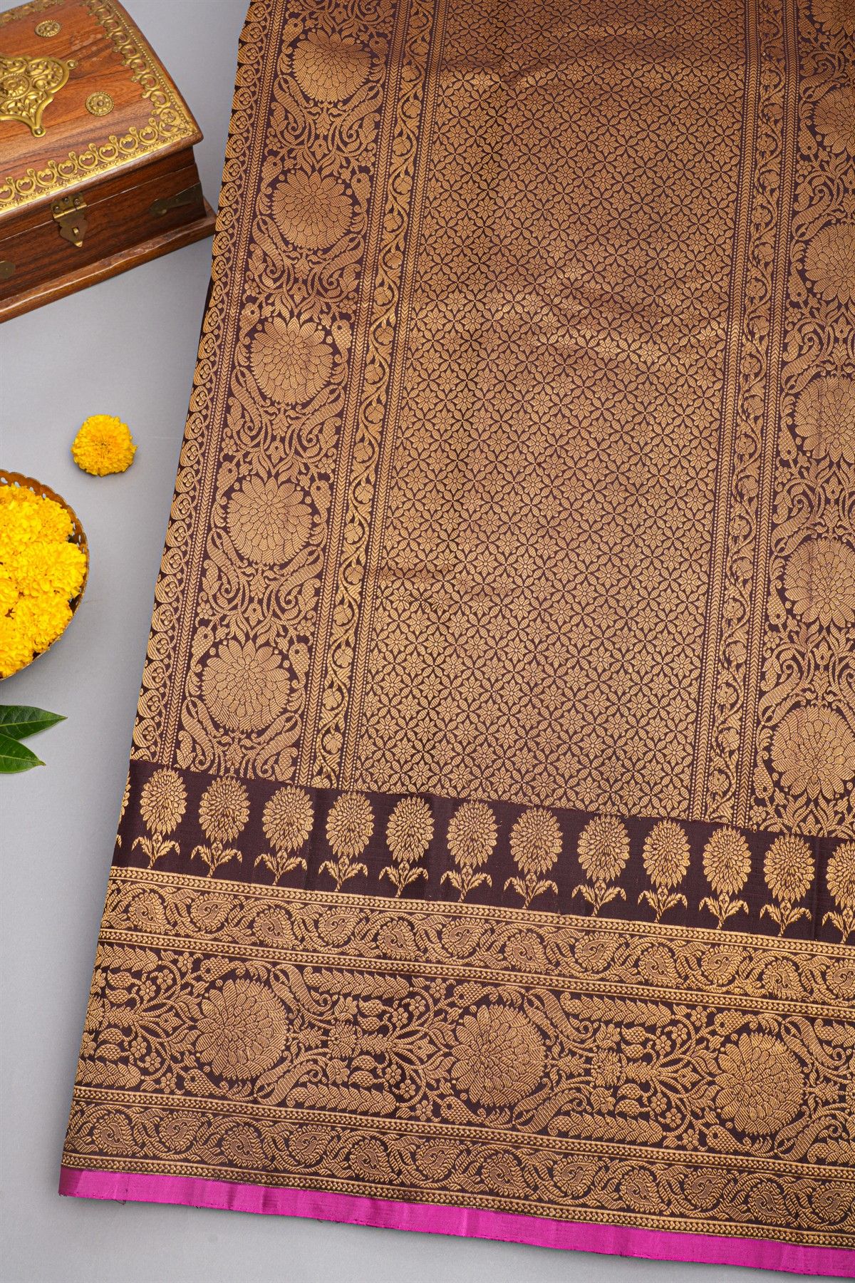 Gadwal Silk Dark Maroon Saree