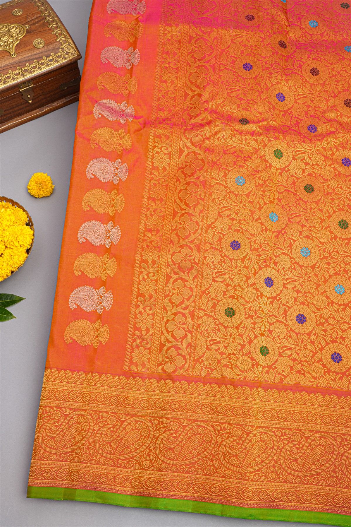 Gadwal Silk Mustard Saree