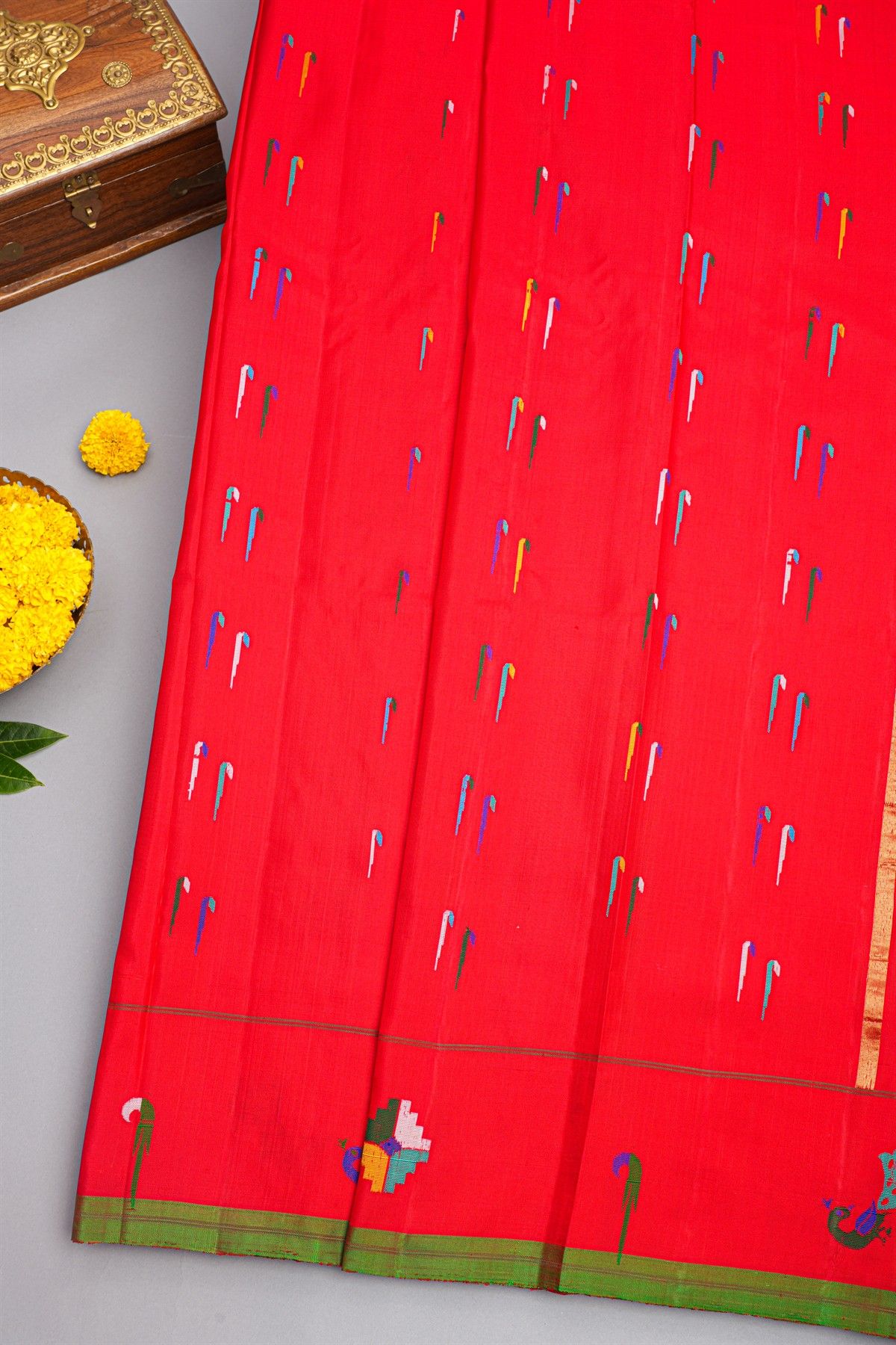 Gadwal Silk Red Saree