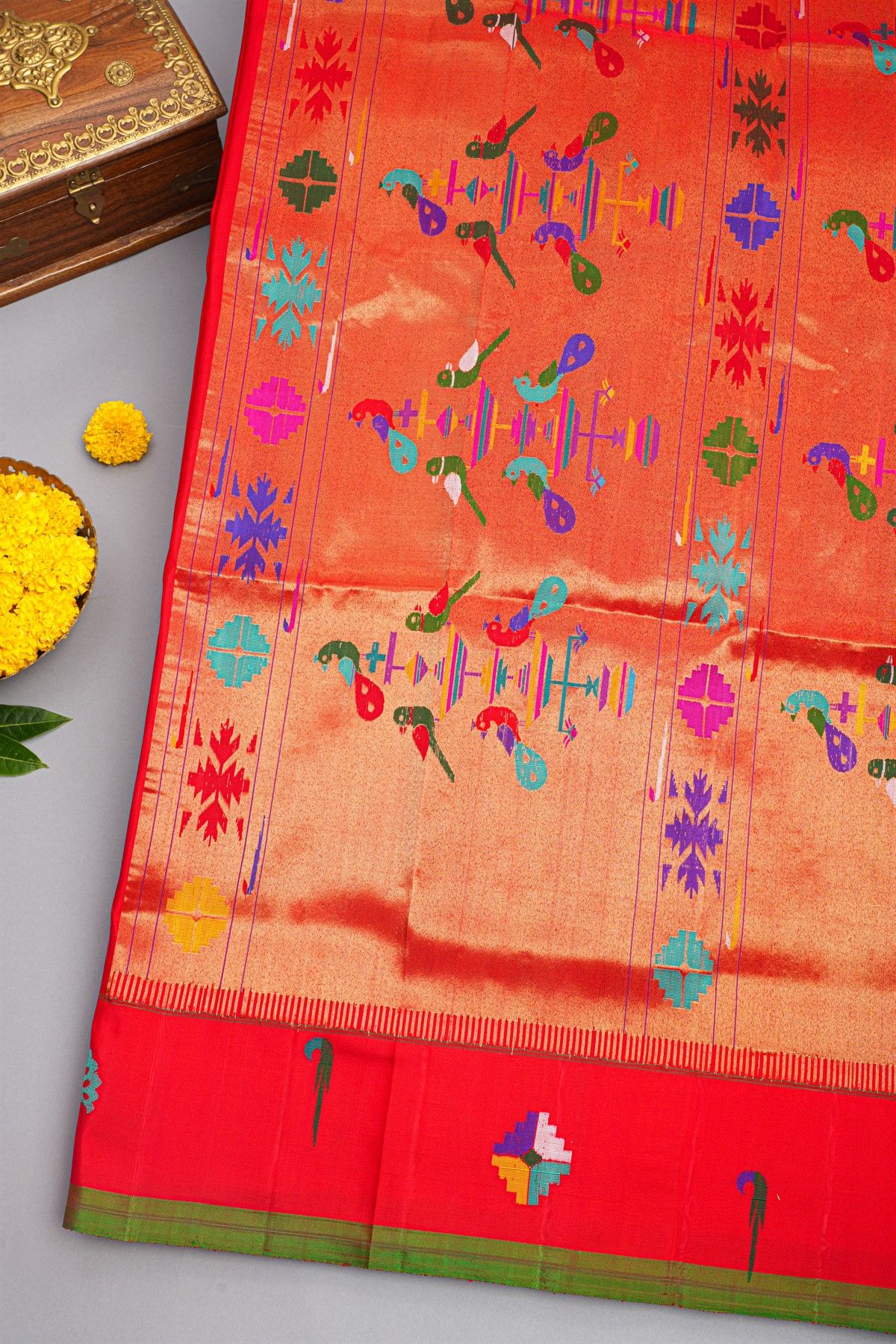 Gadwal Silk Red Saree