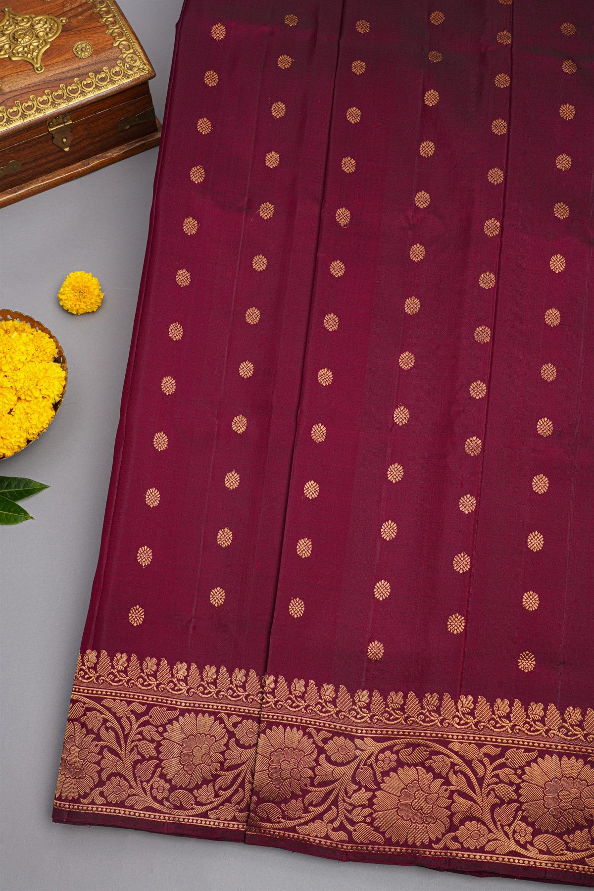 Gadwal Silk Dark Maroon Saree