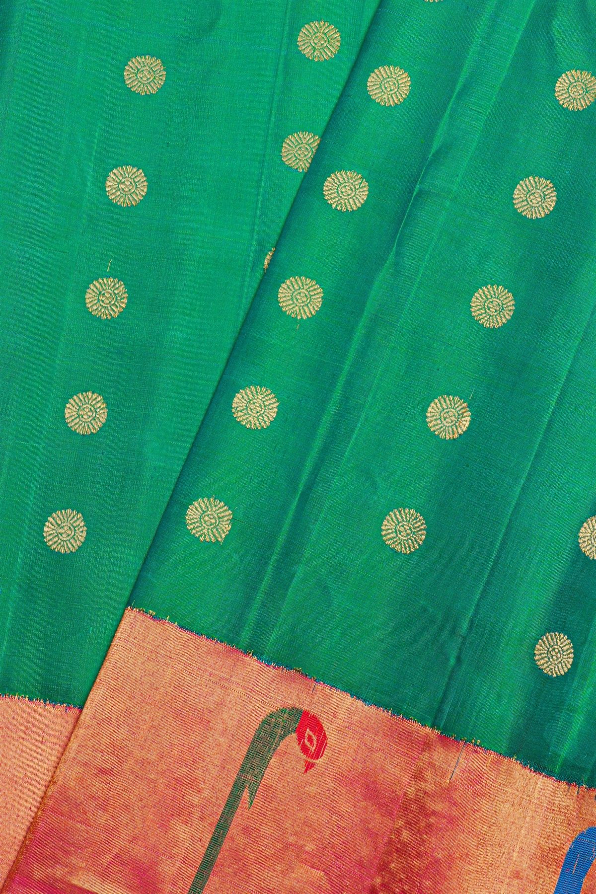 Gadwal Silk Rama Green Saree