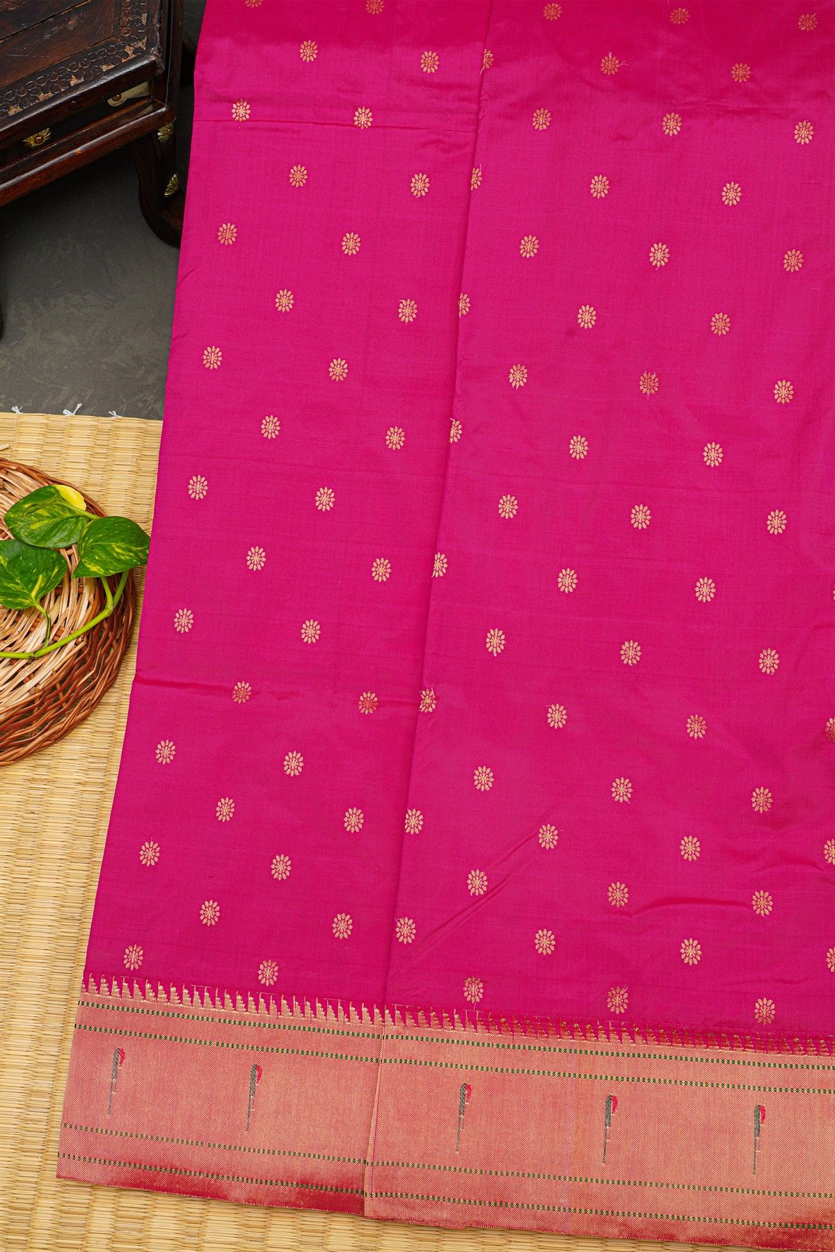 Paithani Weaving Silk Magenta Saree
