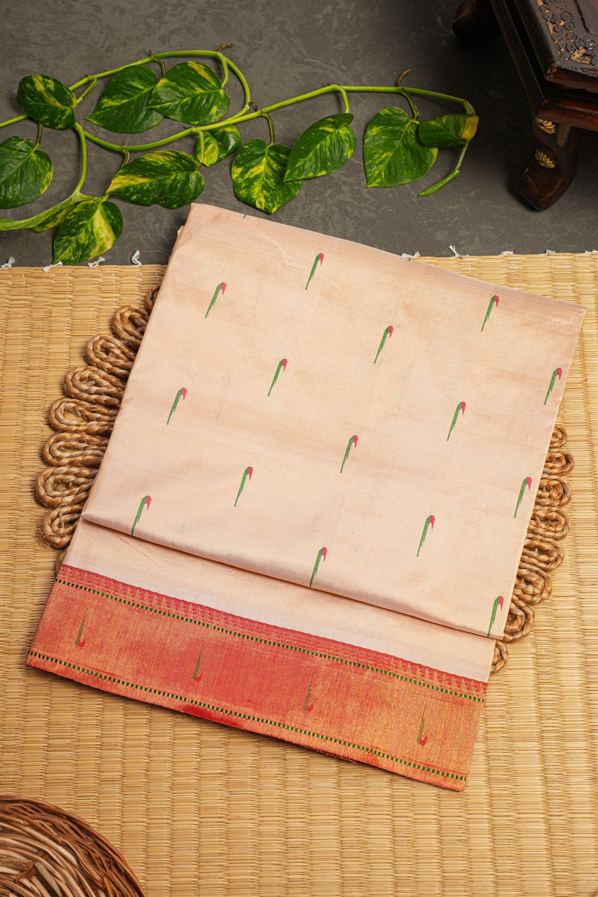 Paithani Silk Cream Saree