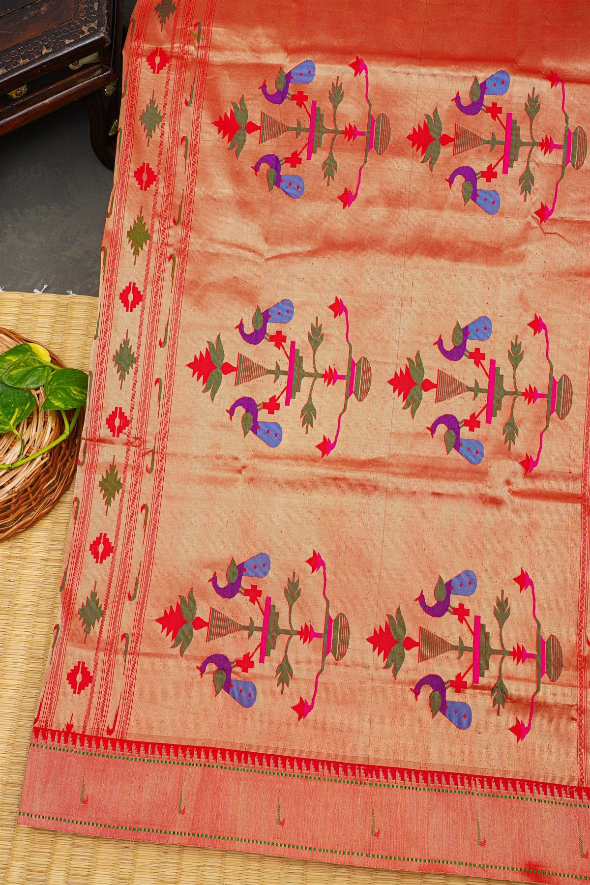 Paithani Silk Cream Saree