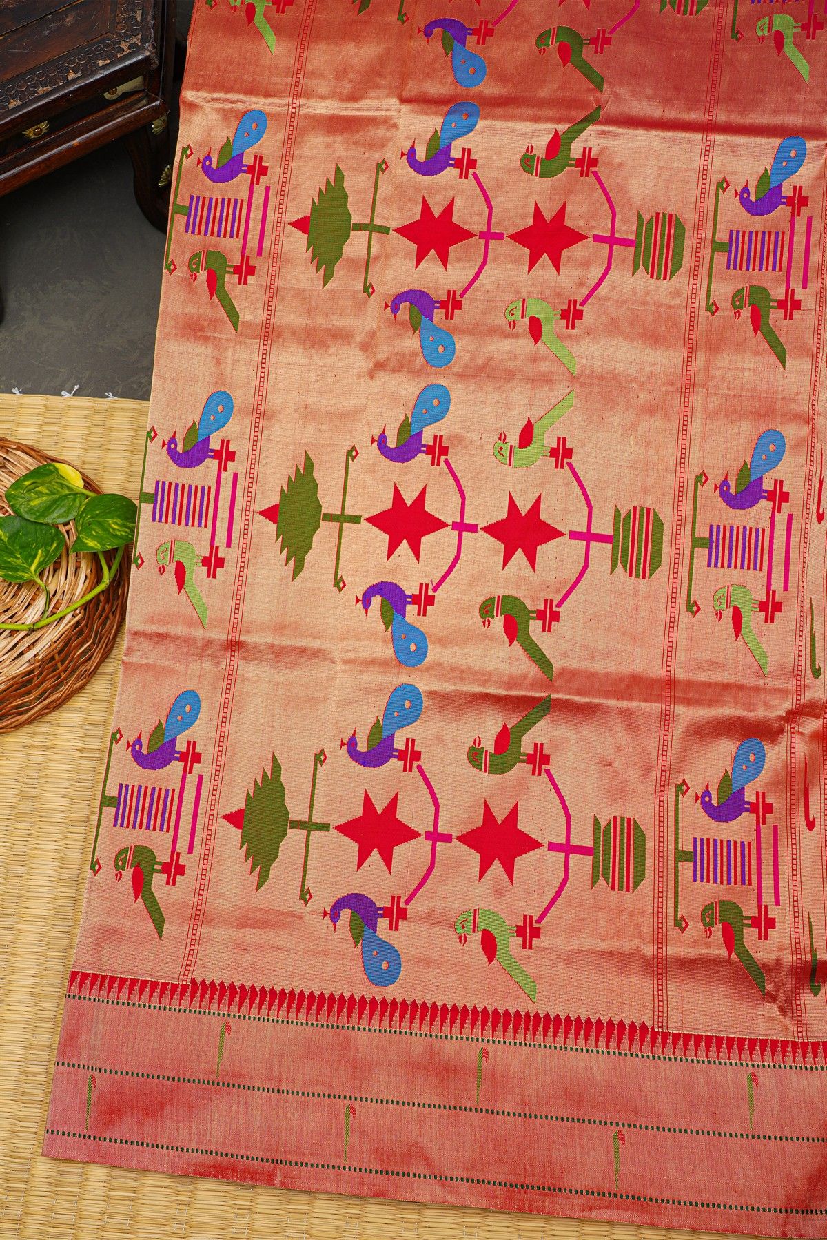 Paithani Silk Off White Saree