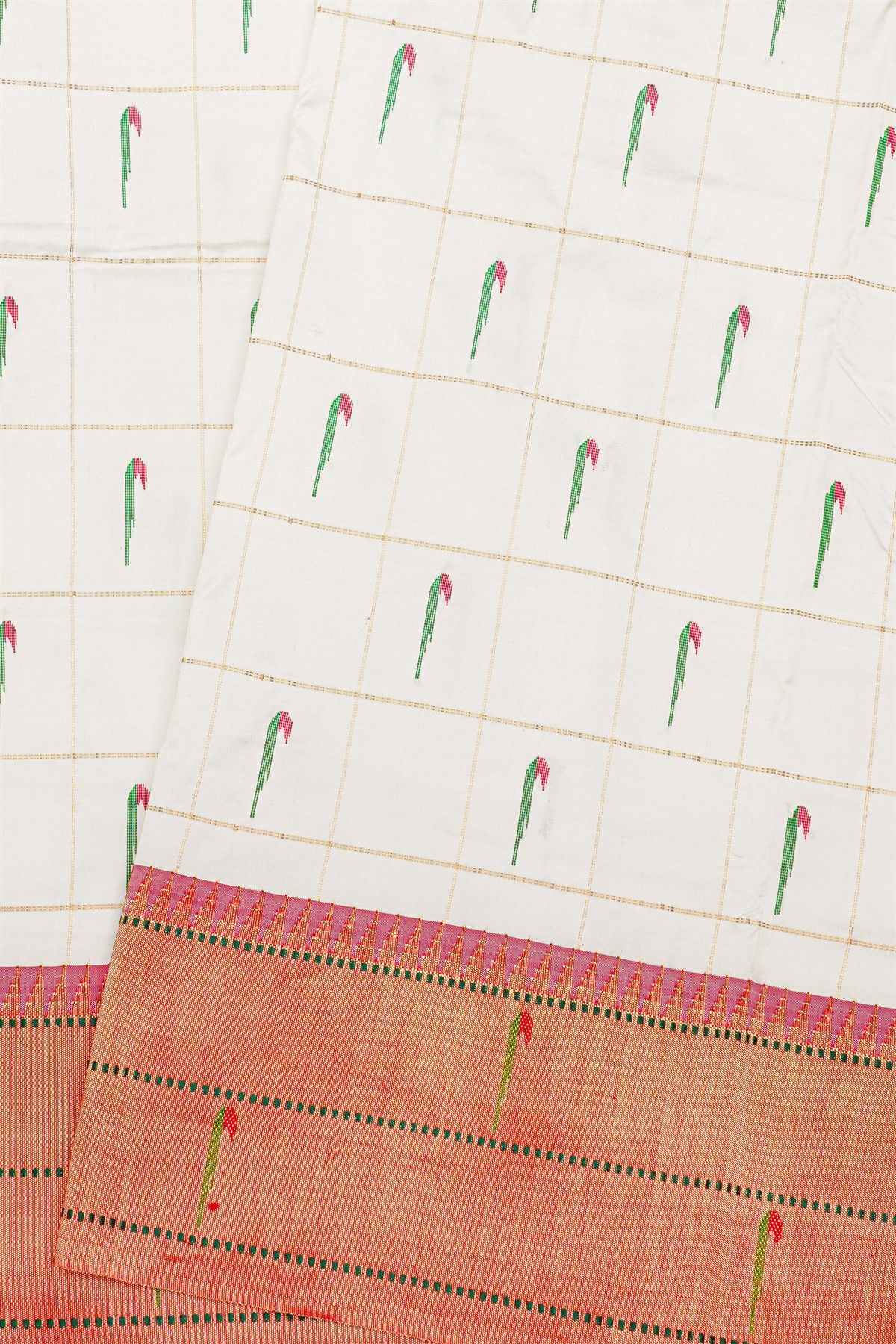 Paithani Silk Off White Saree