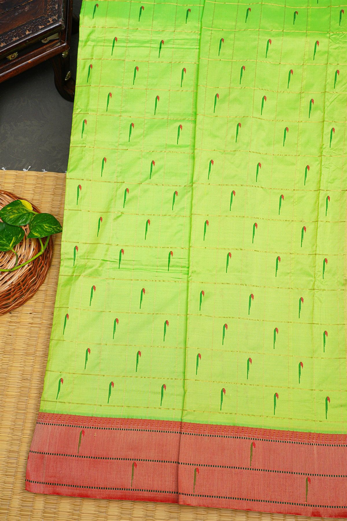 Paithani Silk Parrot Green Saree