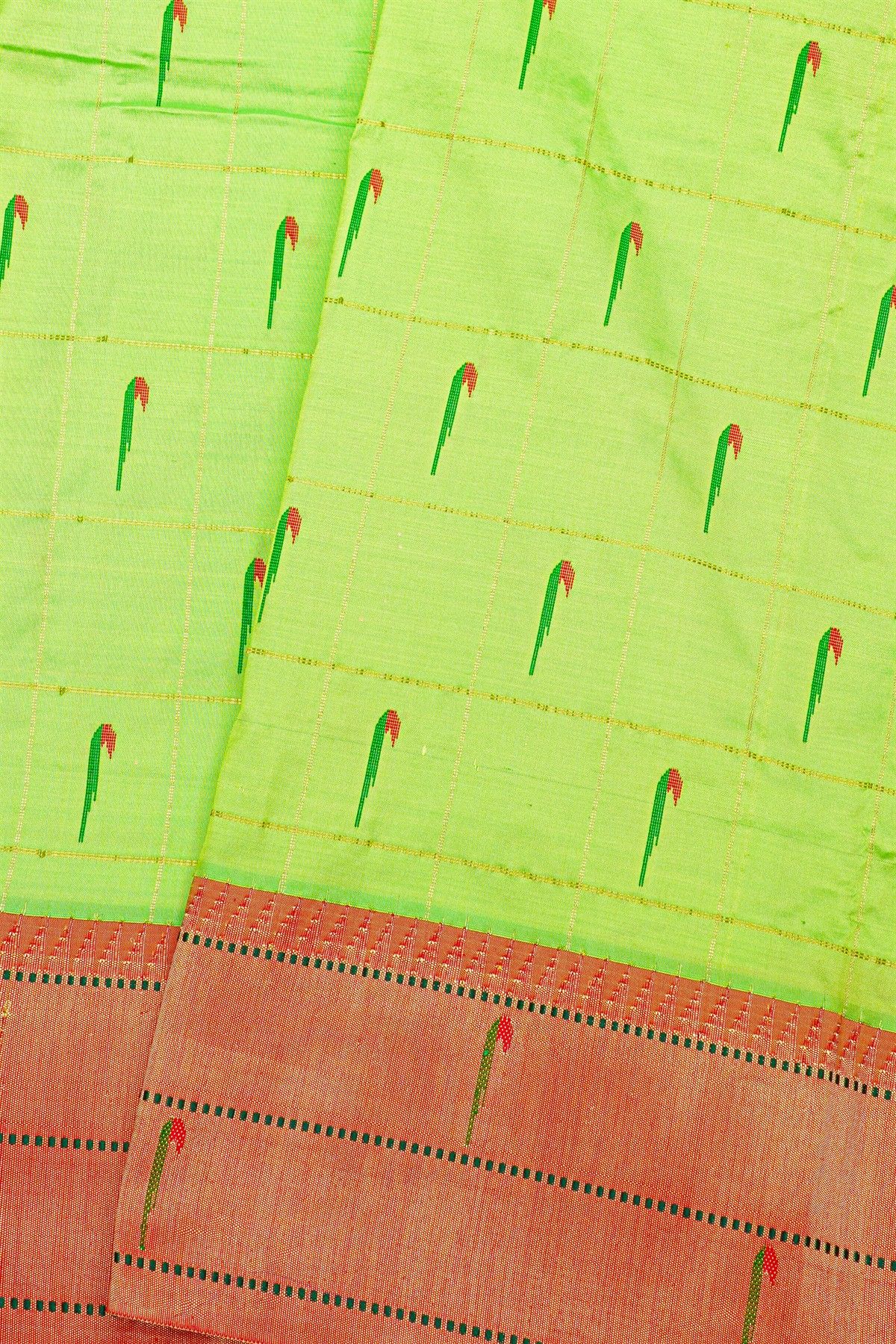 Paithani Silk Parrot Green Saree