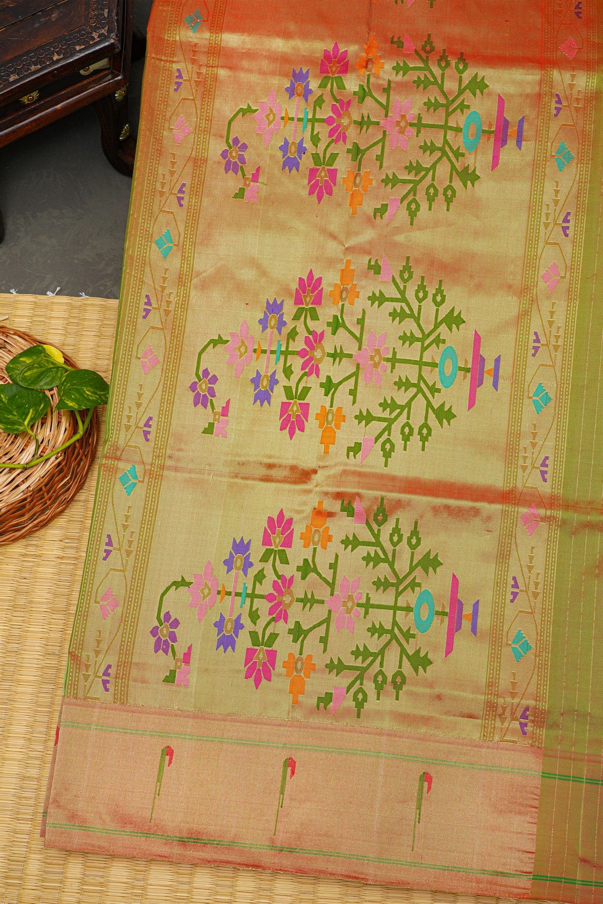 Paithani Silk Sea Green Saree