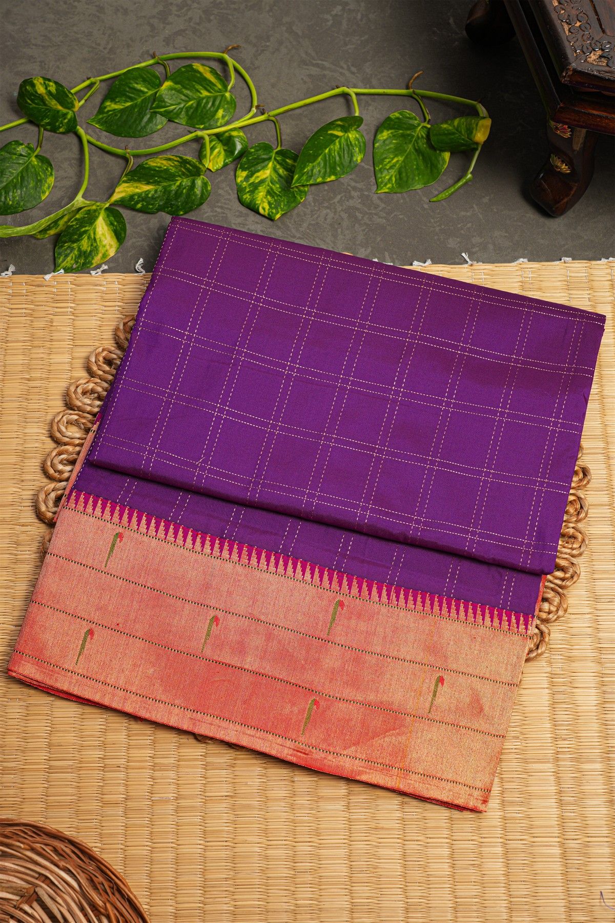 Paithani Silk Dark Purple Saree