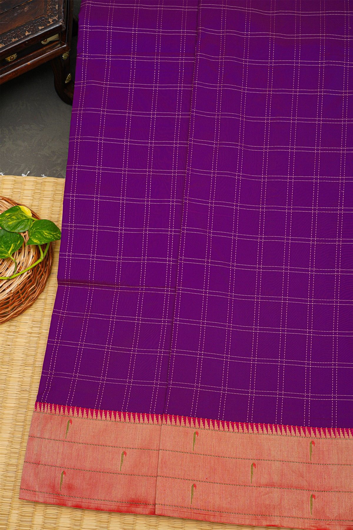 Paithani Silk Dark Purple Saree