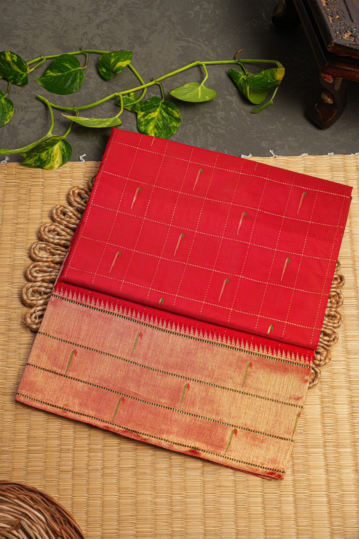 Paithani Silk Red Saree