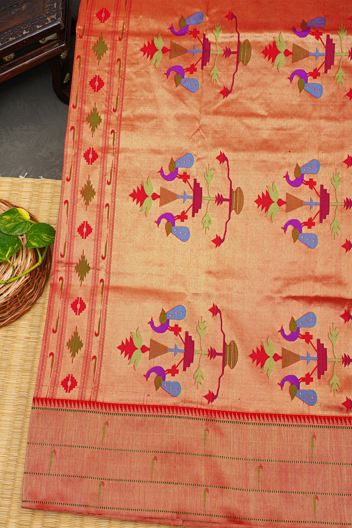 Paithani Silk Red Saree