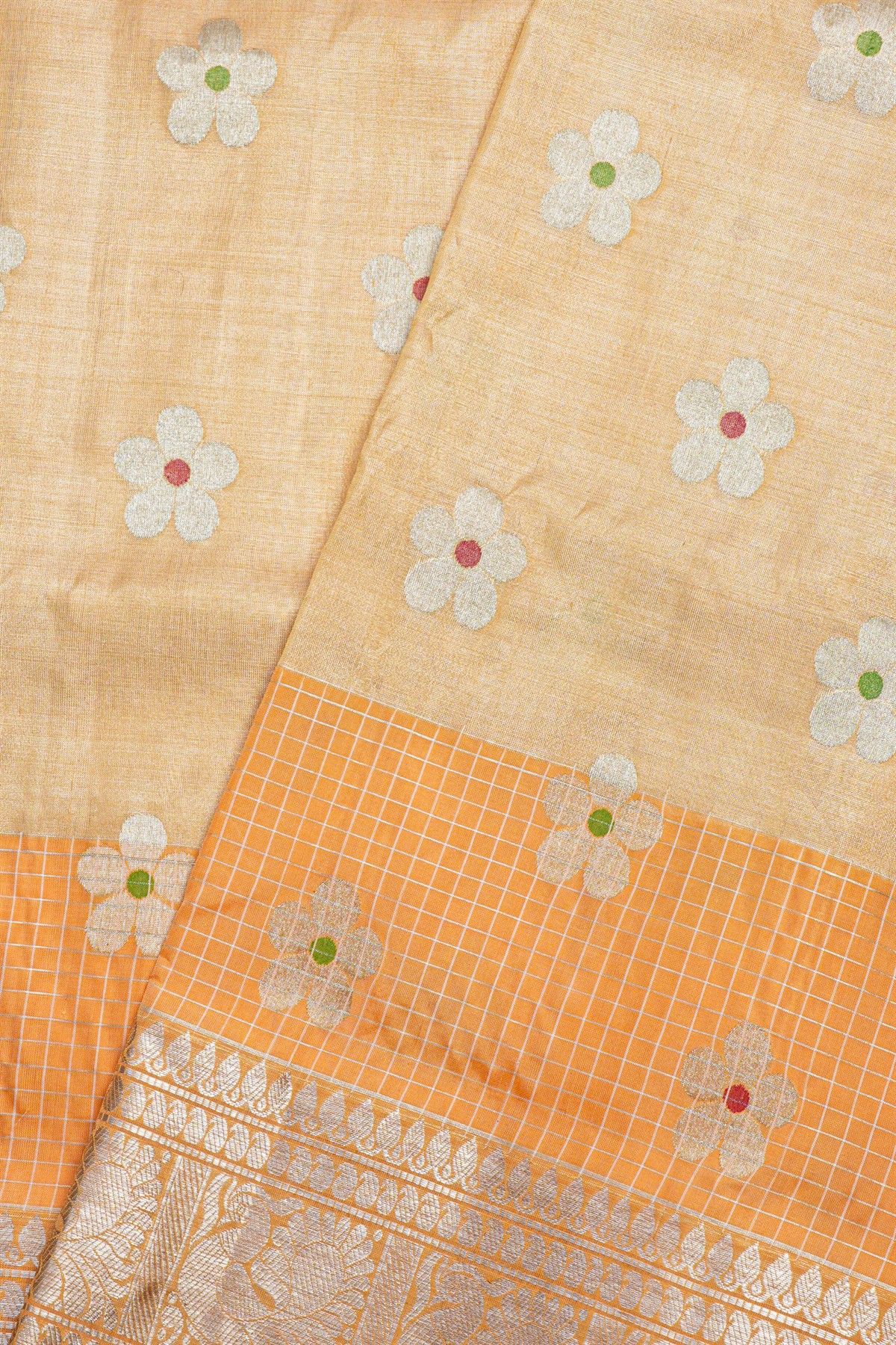 Venkatagiri Silk Light Orange Saree