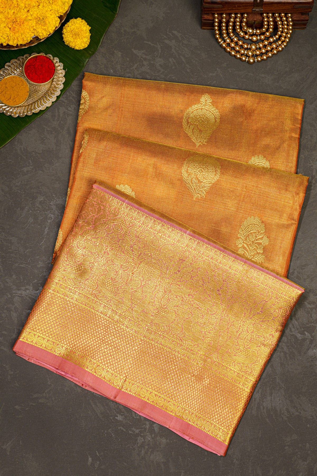 Venkatagiri Silk Rust Saree
