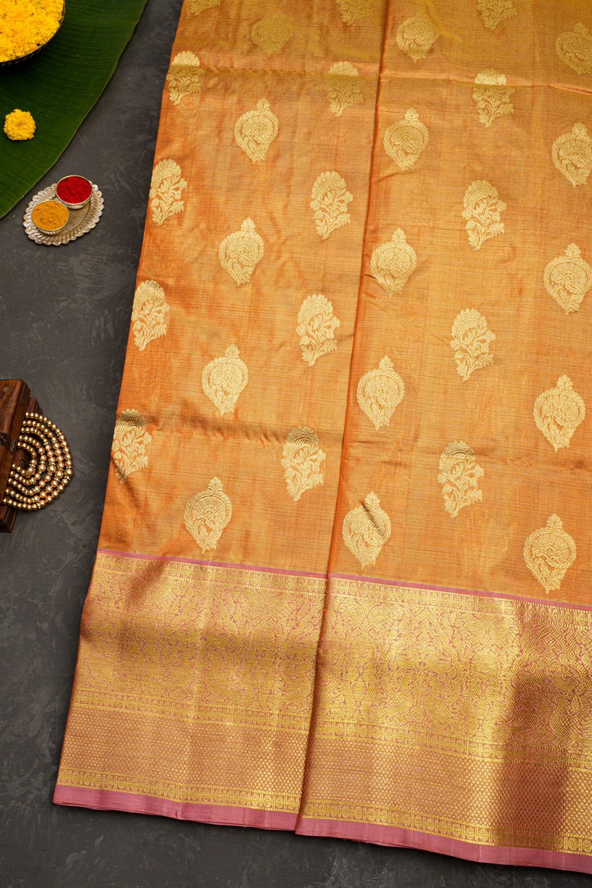 Venkatagiri Silk Rust Saree