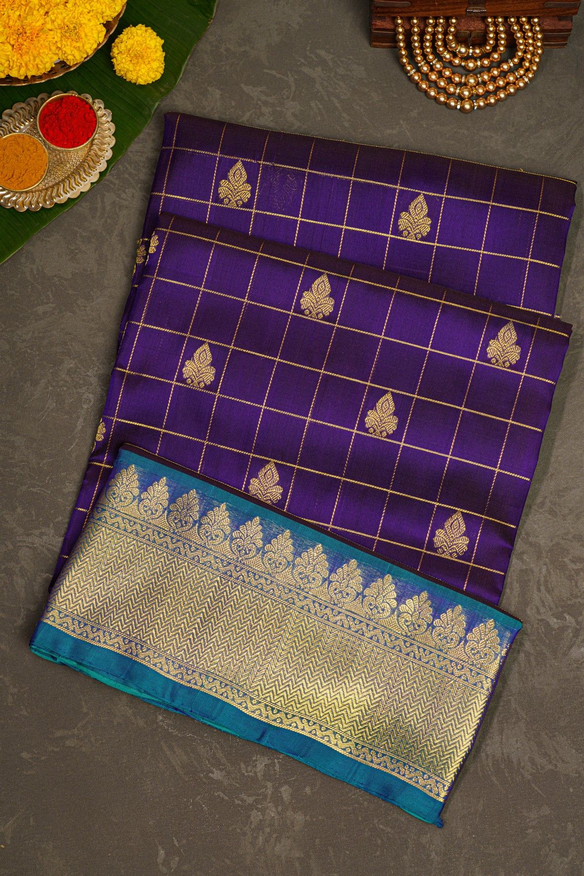 Venkatagiri Silk Navy Blue Saree