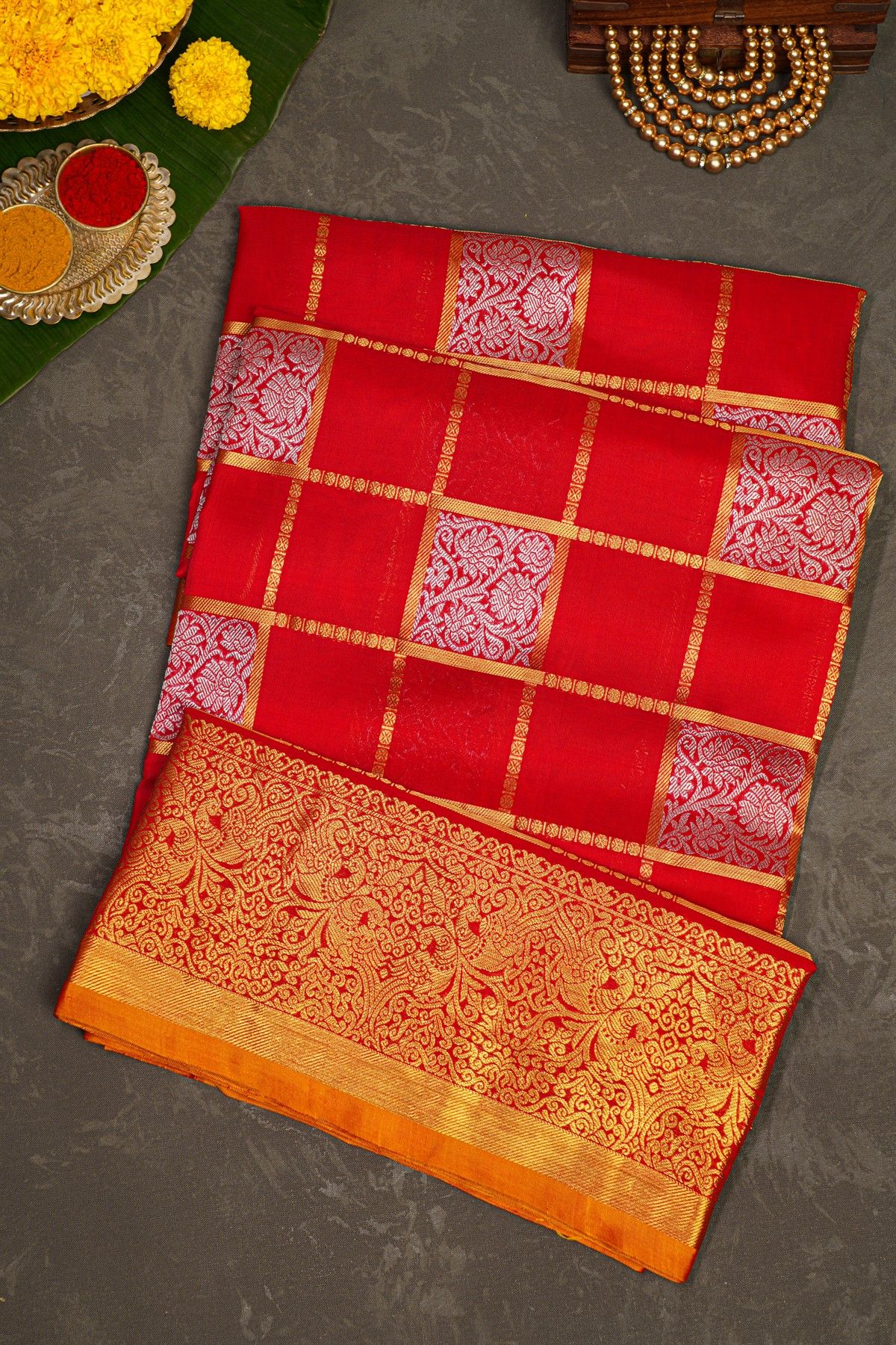Venkatagiri Silk Red Saree