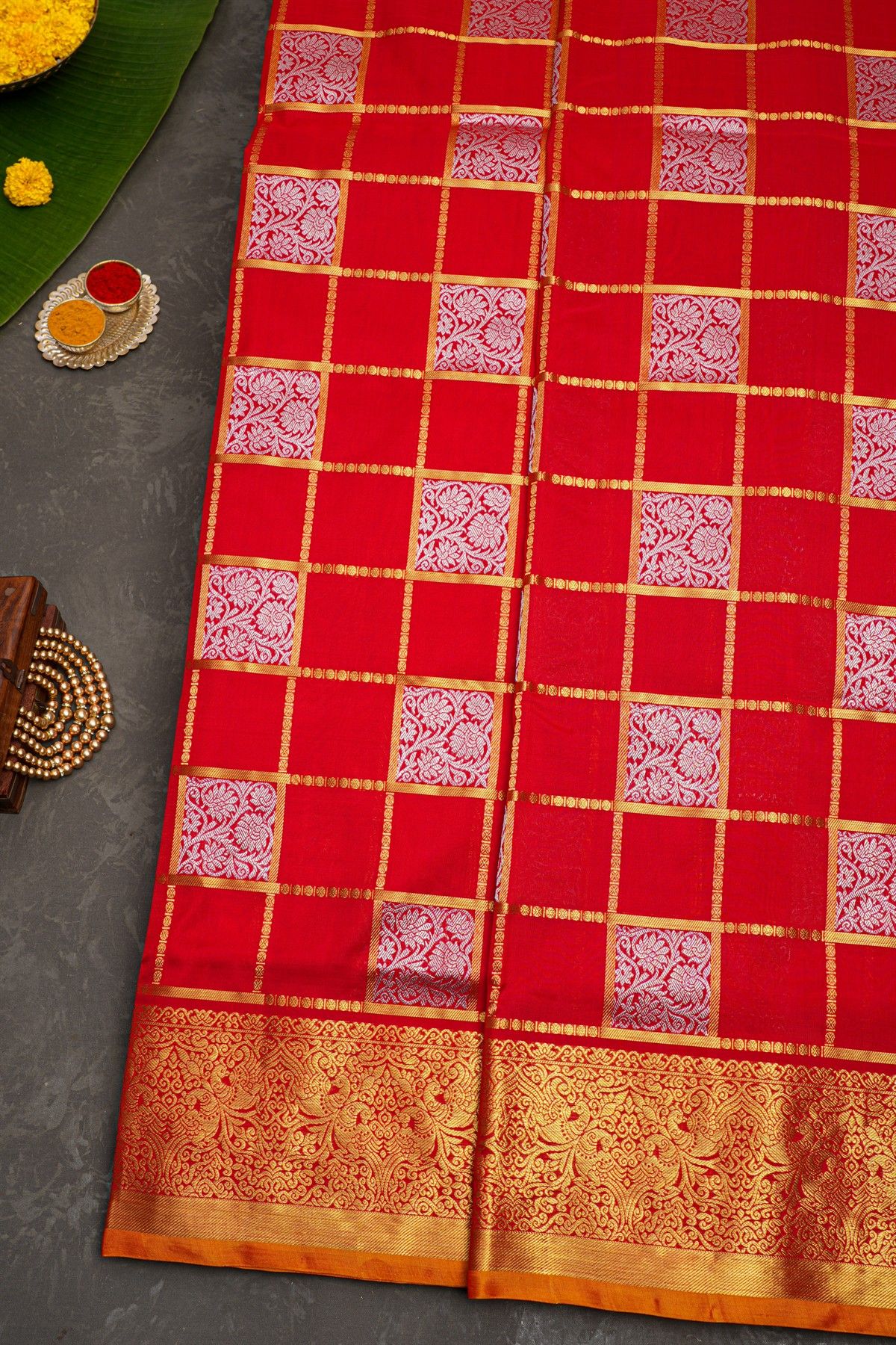 Venkatagiri Silk Red Saree
