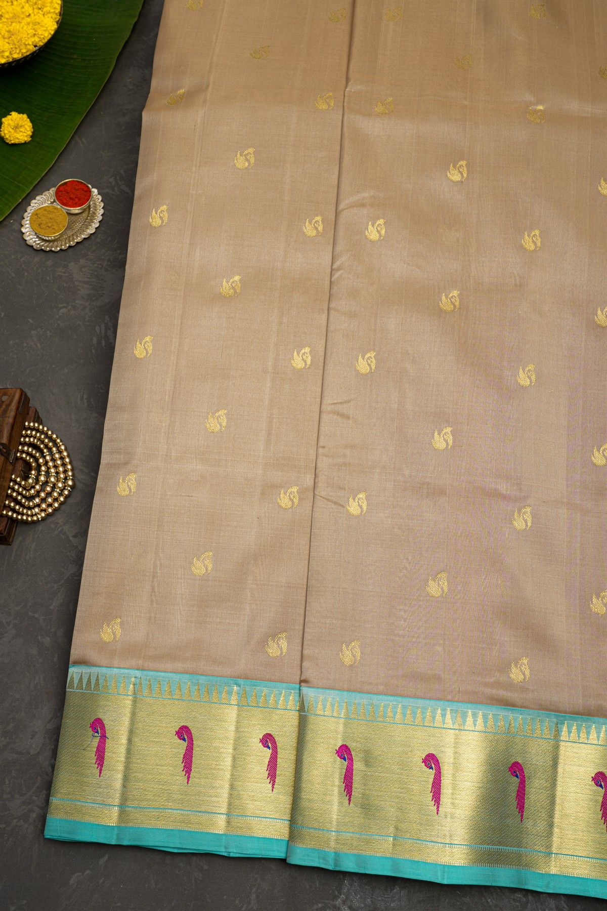 Venkatagiri Silk Light Beige Saree