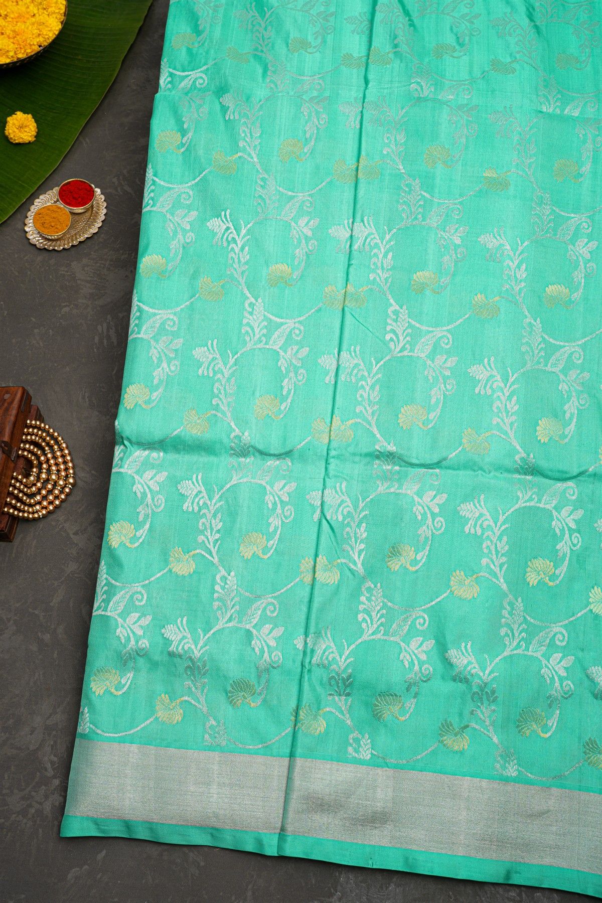 Venkatagiri Silk Sea Green Saree