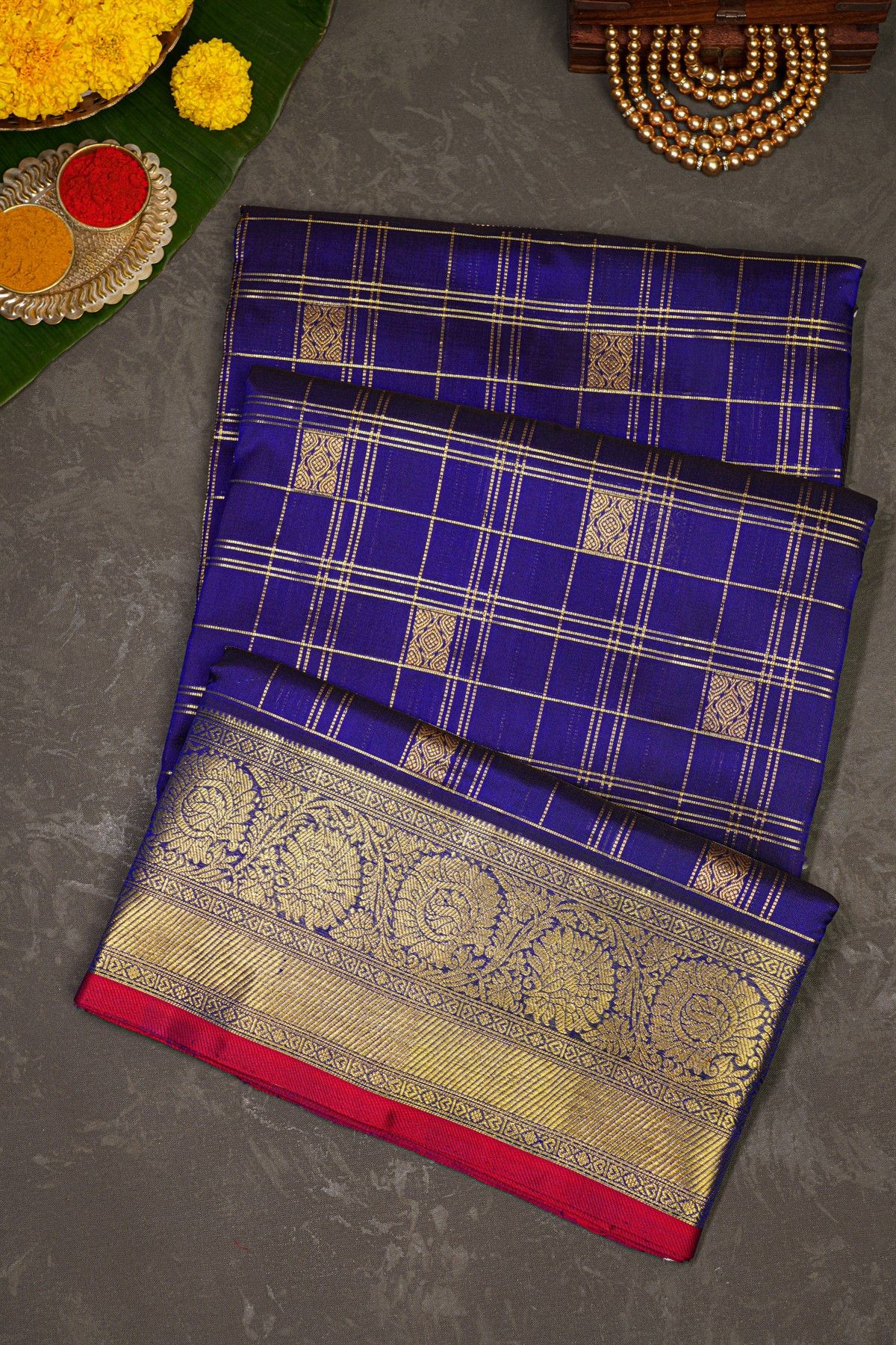 Venkatagiri Silk Navy Blue Saree