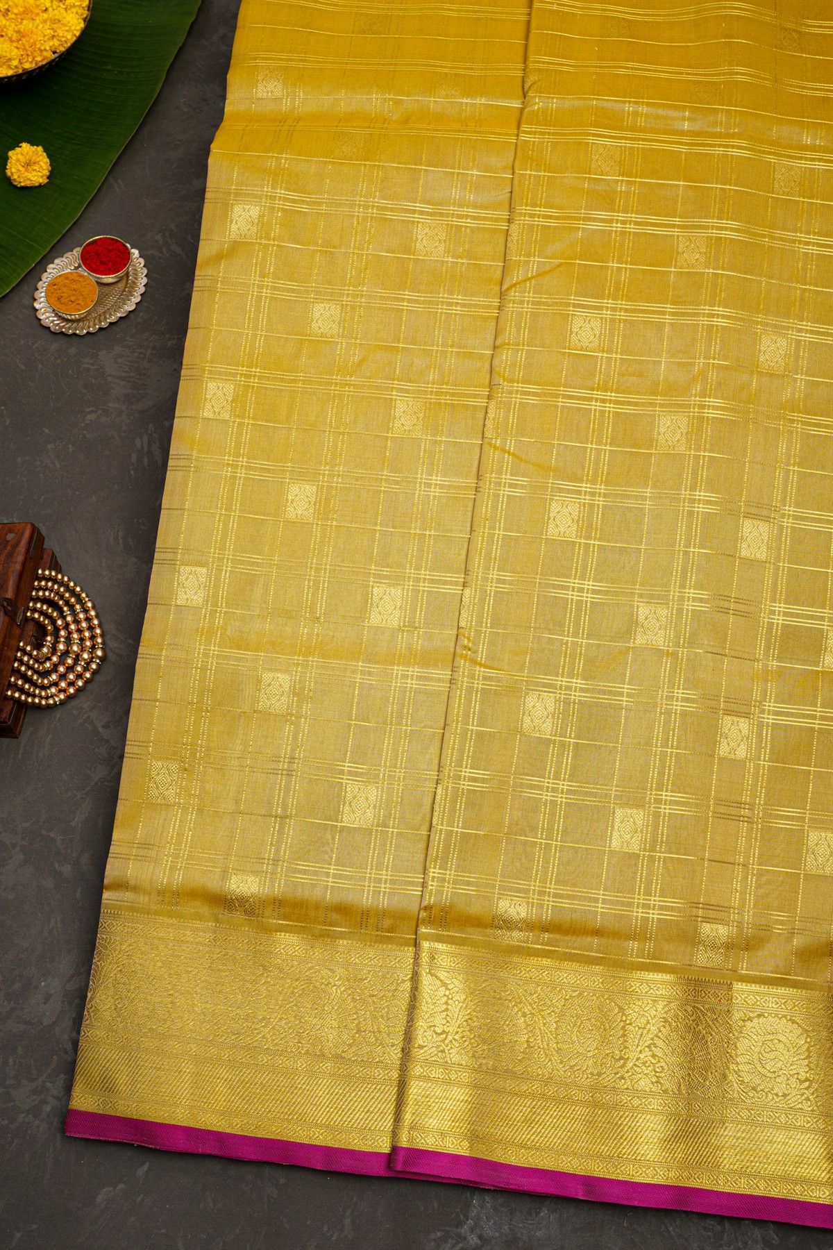 Venkatagiri Silk Mustard Saree