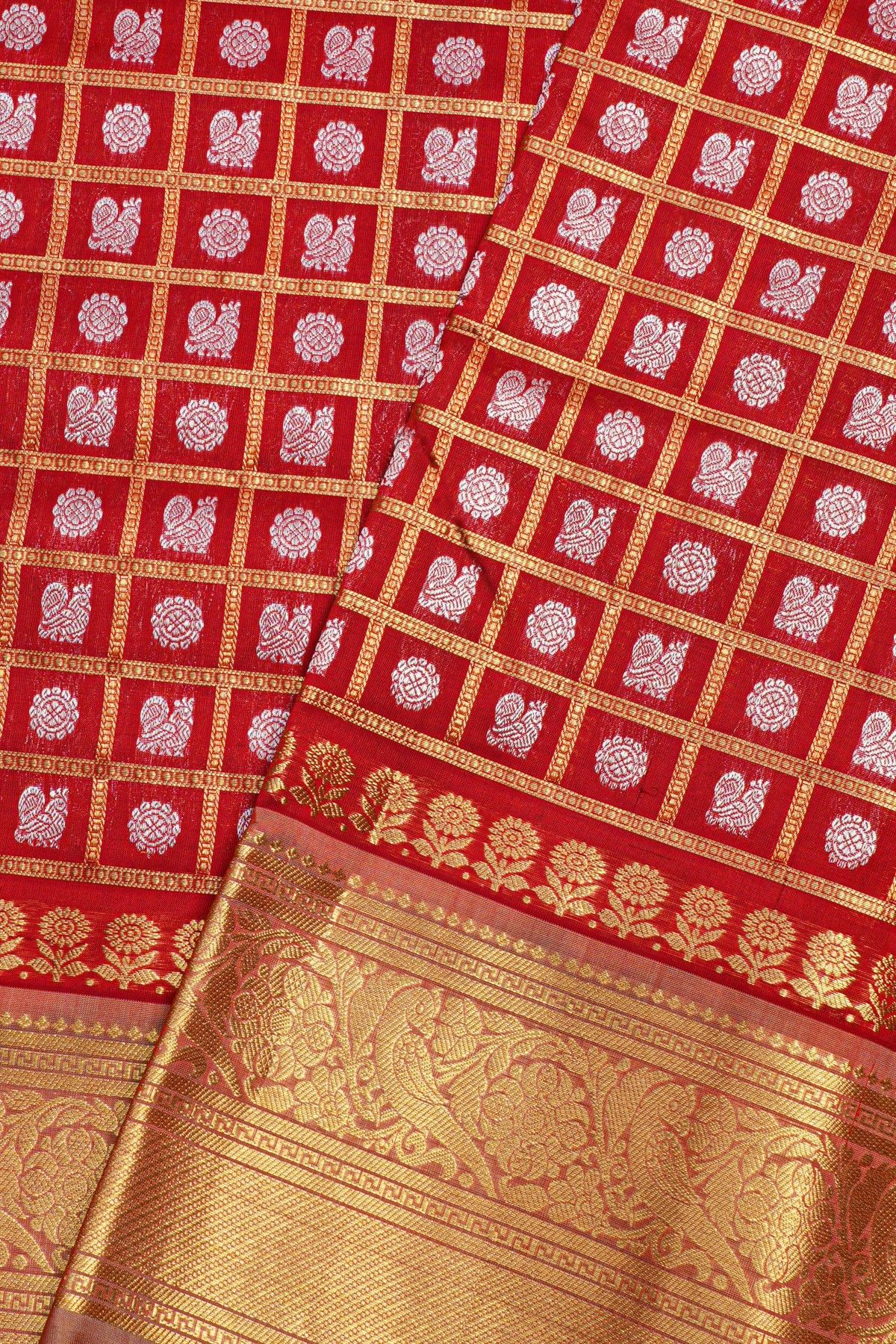Venkatagiri Silk Red Saree