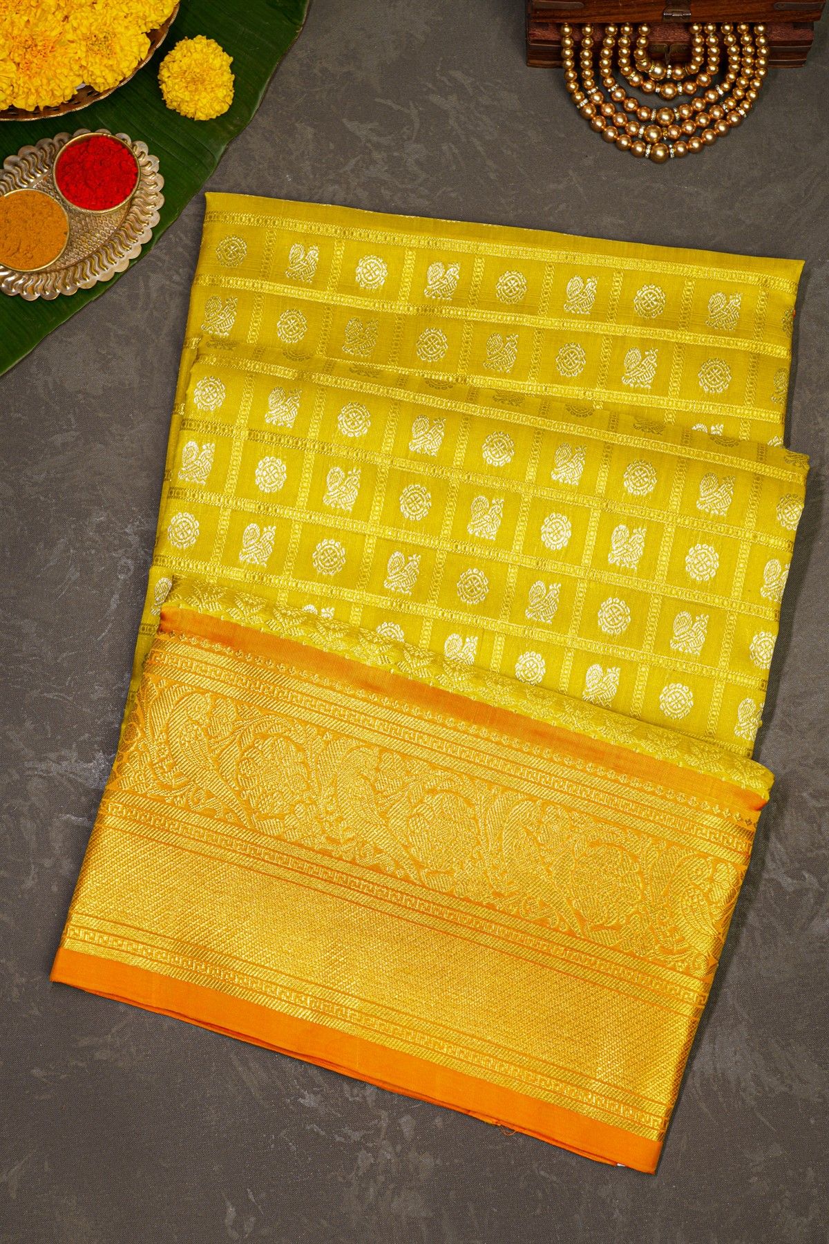 Venkatagiri Silk Yellow Saree