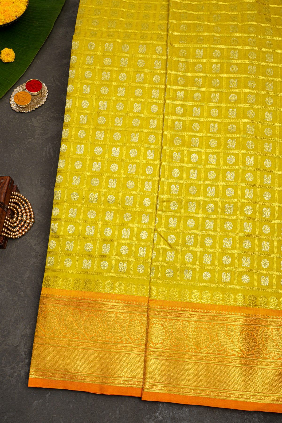 Venkatagiri Silk Yellow Saree