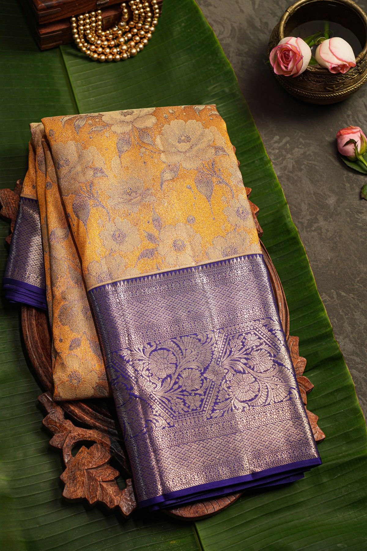 Kancheepuram Silk Orange Saree