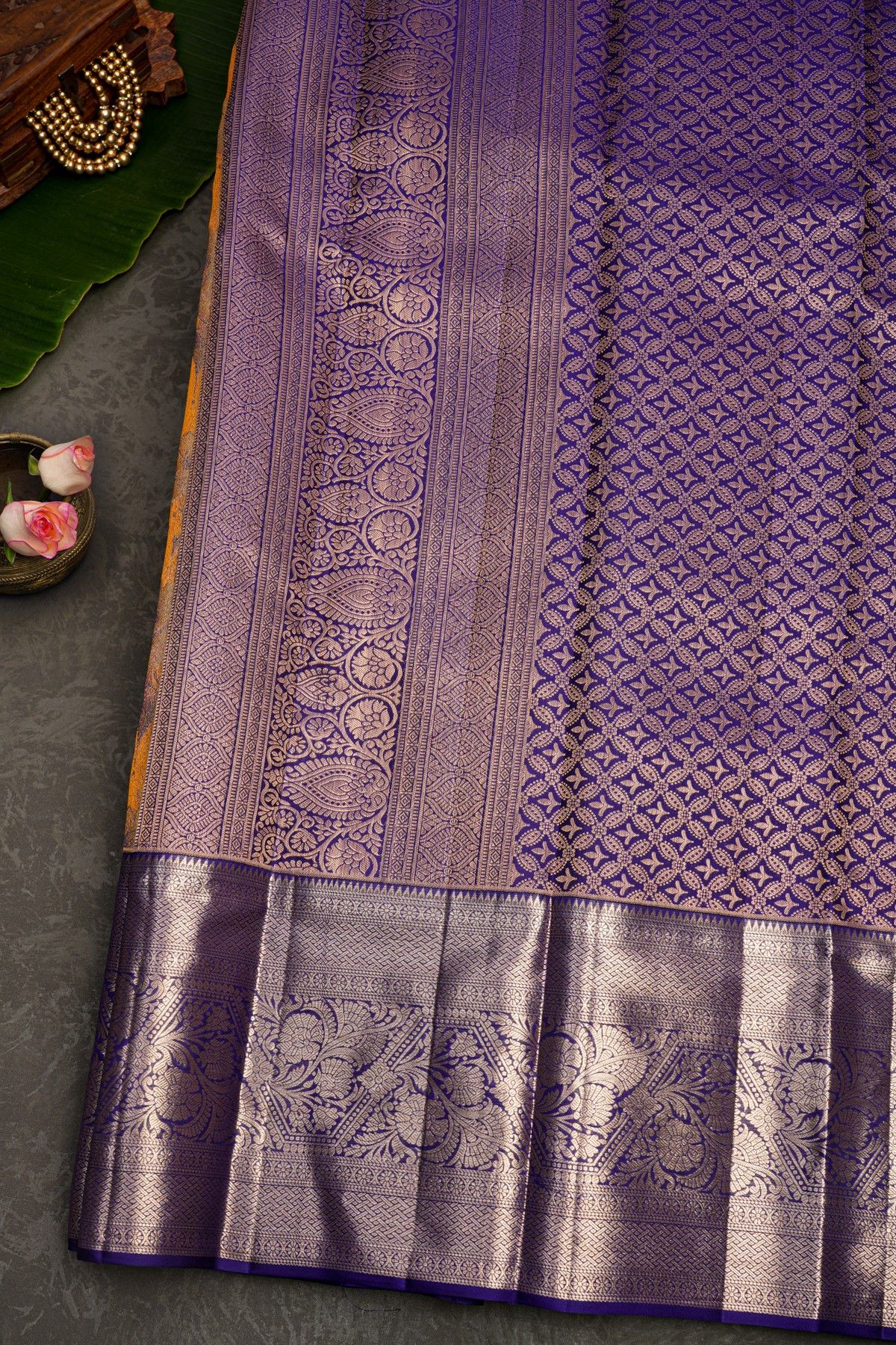 Kancheepuram Silk Orange Saree