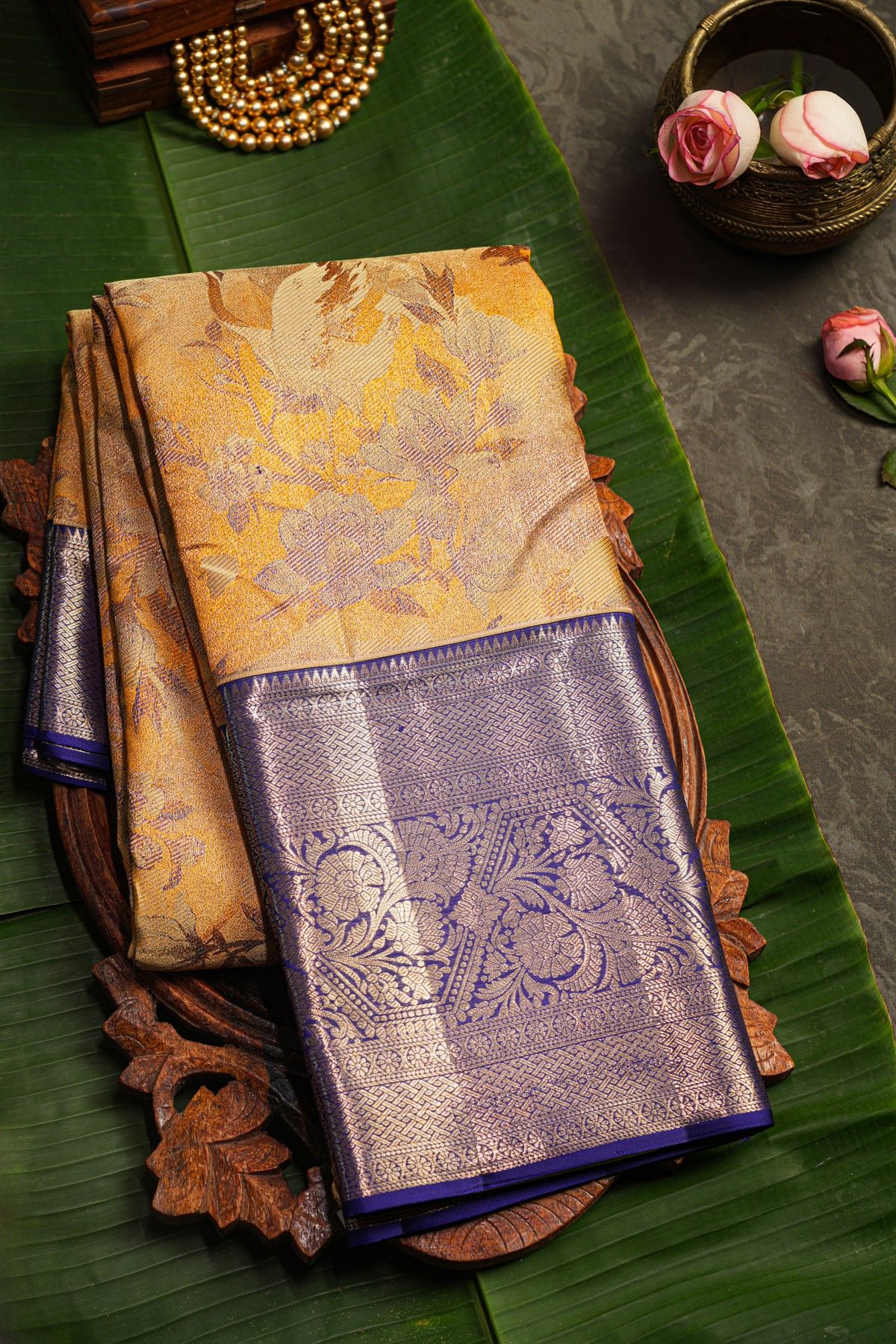 Kancheepuram Silk Orange Saree