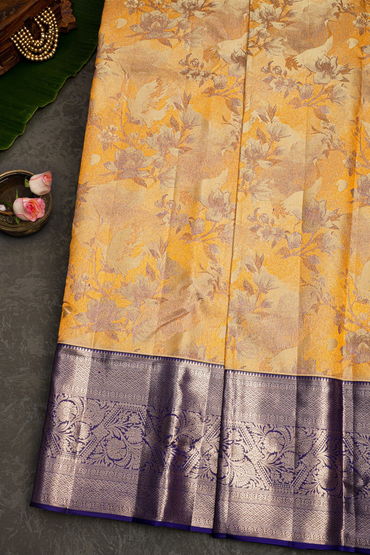 Kancheepuram Silk Orange Saree