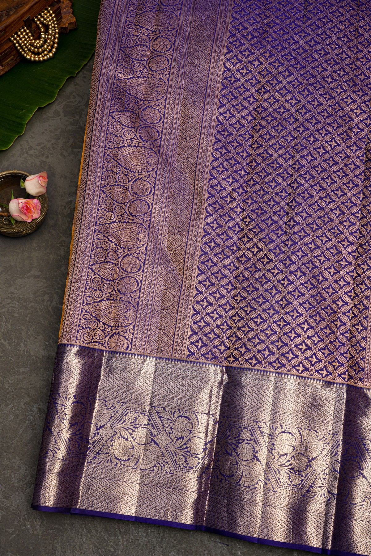 Kancheepuram Silk Orange Saree